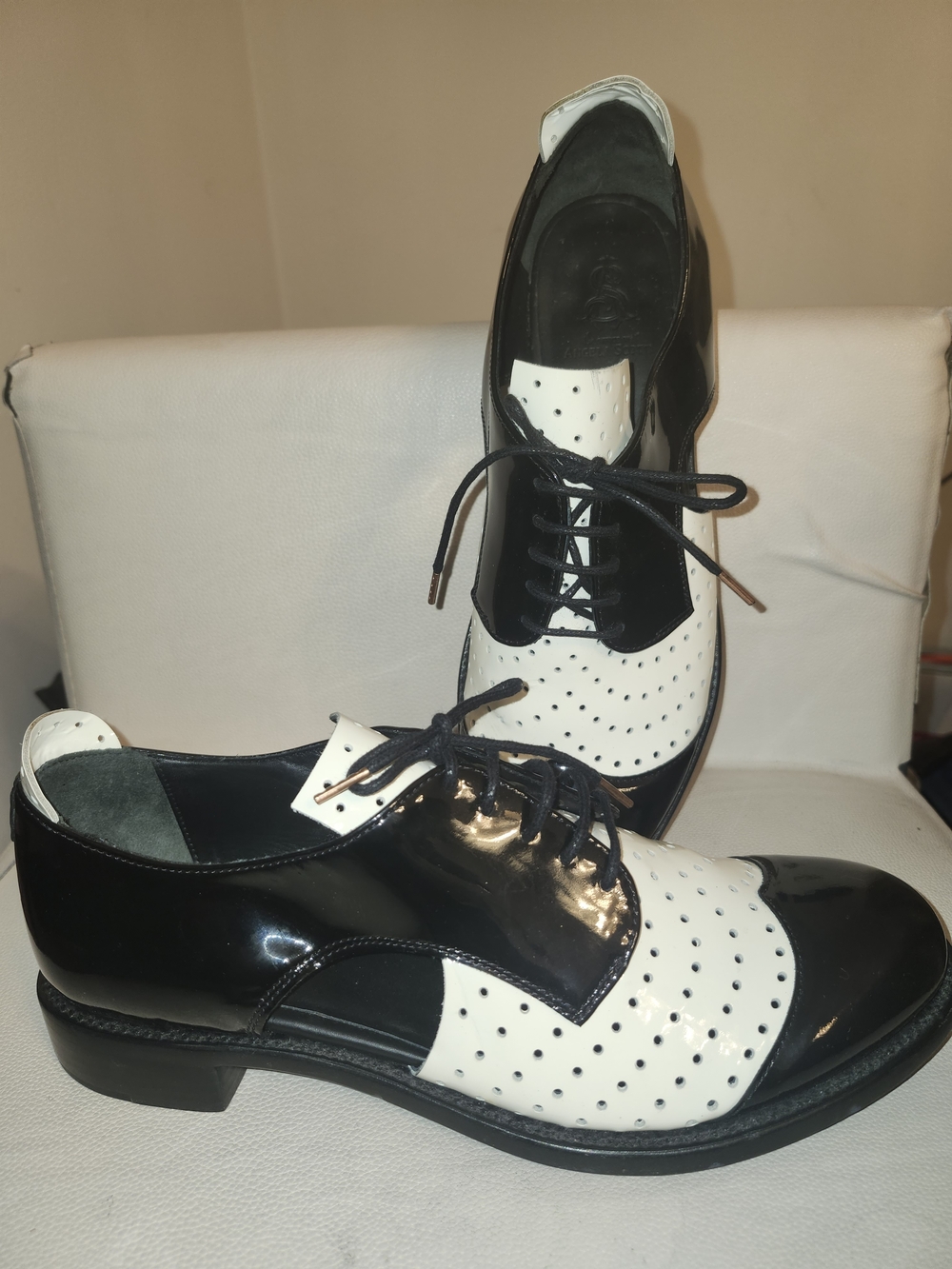The Office Of Angela Scott Black and White Women's  Cutout Oxford Dress Shoes